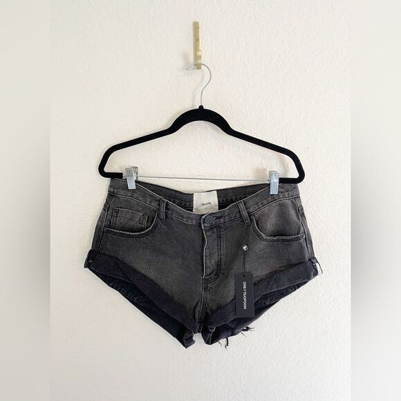 One Teaspoon x Free People Bandits Double Black baggy Denim Shorts 30 NWT - Picture 4 of 11